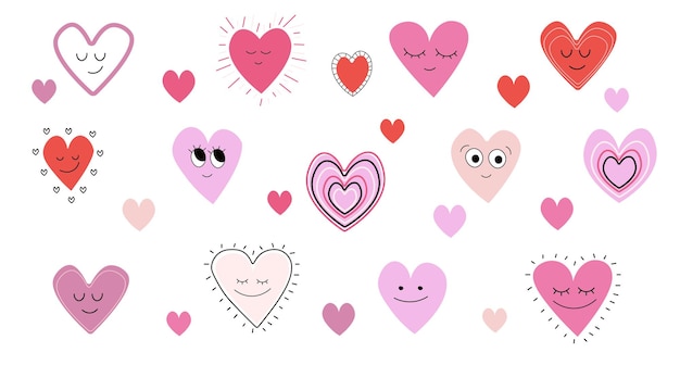 Heart valentine stickers love vector 90s cute red e pink romântico sticker set