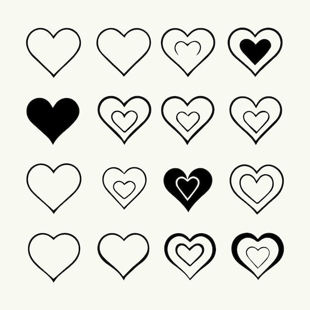 Vetor heart vector set heart icon collection heart shape ilustração de coração em fundo branco