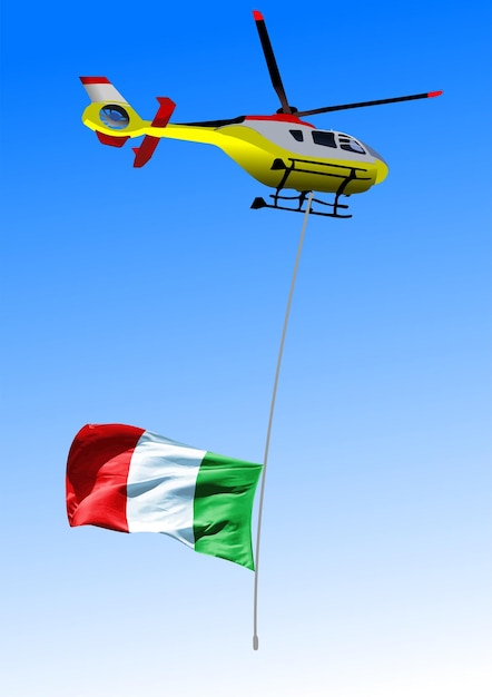 Helicóptero com bandeira italiana