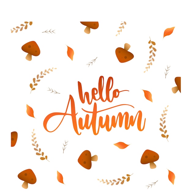 Vetor 'hello autumn' mão com letras citação