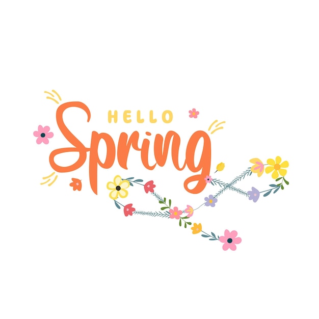 Hello Spring Floral em fundo branco