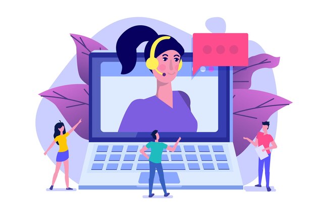 Help desk, avatar de consultores de call center. Conceito de atendimento ao cliente.
