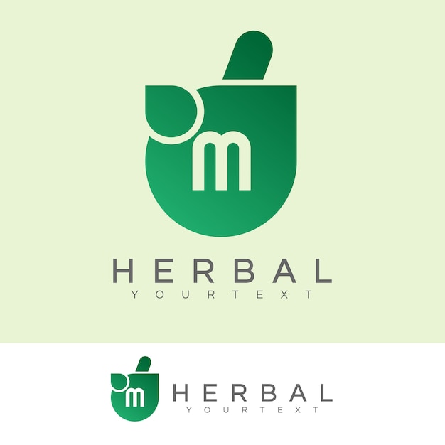 Herbal inicial letter m logo design