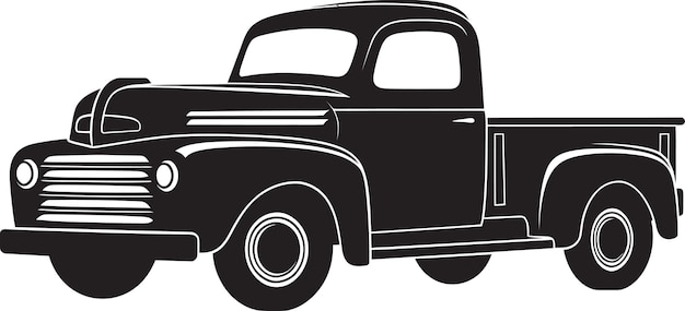 Vetor heritage drives vintage emblem icon retro rig logotipo da camioneta preta