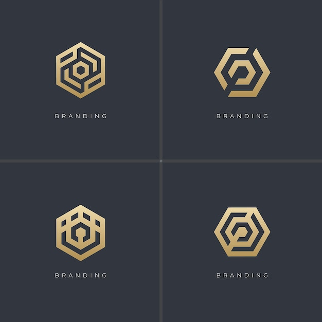 Hexagon digital marketing trading networking vector logo concept