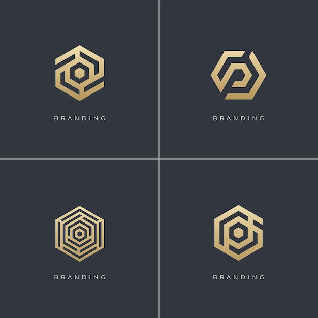 Hexagon Digital Marketing Trading Networking Vector Logo Concept