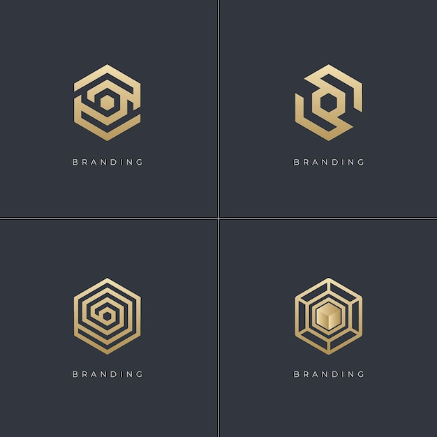 Hexagon digital marketing trading networking vector logo concept