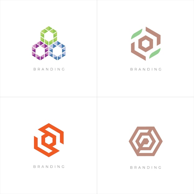 Vetor hexagon digital marketing trading networking vector logo concept