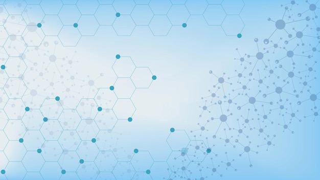 Vetor hexagonal abstrato para fundo de estrutura molecular para química e ciência de inovação médica