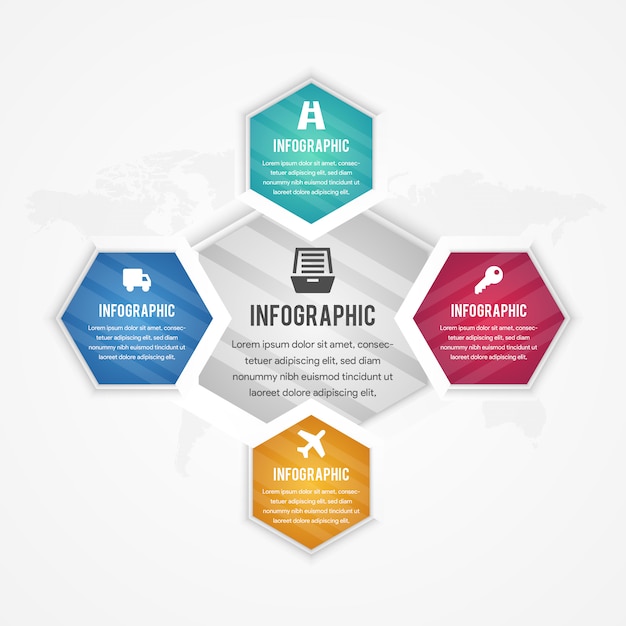 Hexágonos 3d infográfico