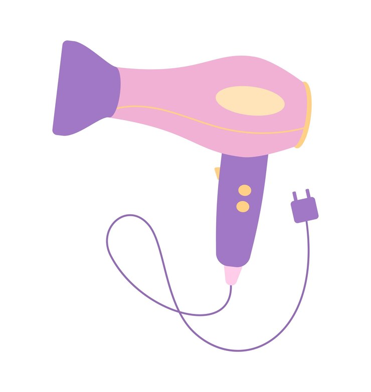 Vetor higiene pessoal secador conceito gadget e dispositivo para salão de beleza equipamento para barbearia cartaz ou banner para site cartoon ilustração vetorial plana isolado em fundo branco