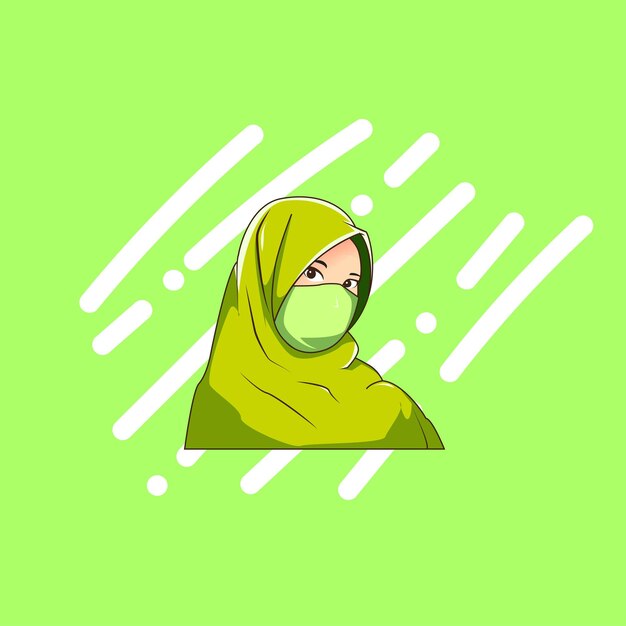 Vetor hijab mulher design bonito wuith cor verde