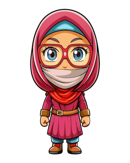 Vetor hijabi girl personagem de desenho animado 3d