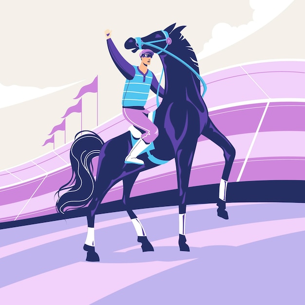 Hipódromo com ilustração equestre e cavalo