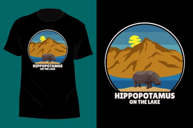 Hippopotamus on the lake t camiseta design retro vintage