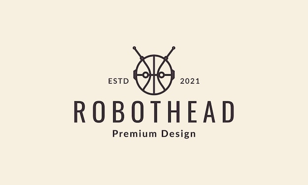 Hipster de logotipo de linhas de robô de basquete