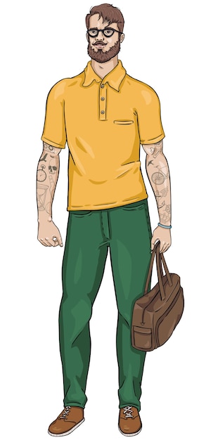 Hipster de personagem de desenho animado vetorial