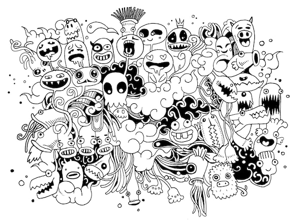 Hipster hand drawn crazy doodle cidade do monstro