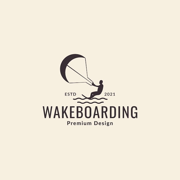 Hipster homem wakeboard logotipo símbolo ícone vector design gráfico ilustração ideia criativa