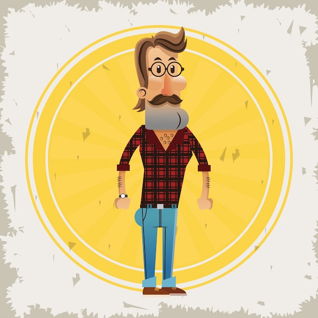 Hipster man cartoon