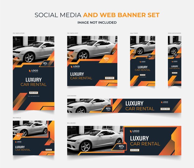 História de postagem de luxo de mídia social de aluguel de carros e modelo de banner da web