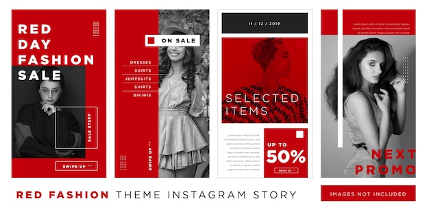 Vetor história do instagram da red day fashion sale