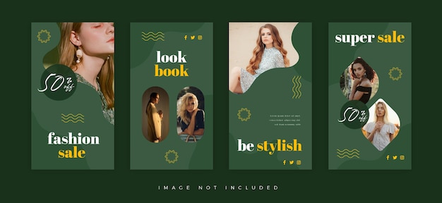 História do Instagram do conceito verde do estilo de vida da moda