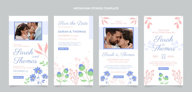 Histórias de casamento desenhadas à mão no Instagram