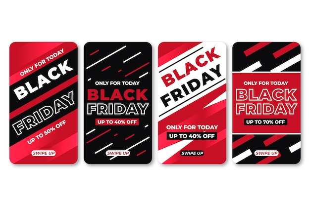 Histórias de instagram de black friday design plano