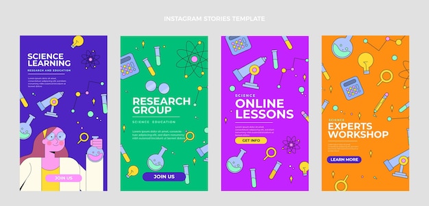 Histórias de instagram de ciência plana