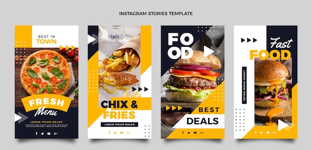 Histórias de instagram de comida de design plano