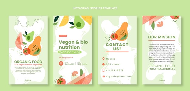 Histórias de instagram de comida orgânica plana