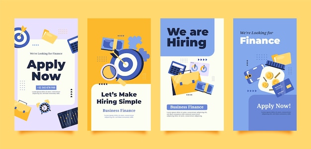 Histórias de instagram de conceito de finanças de design plano