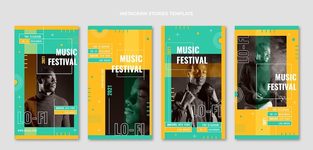 Vetor histórias de instagram de festival de música mínimo