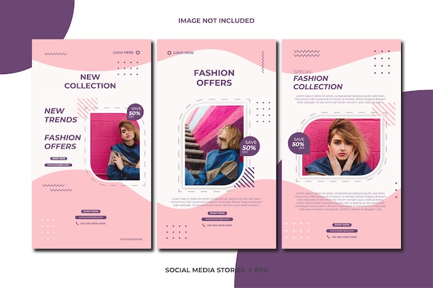 Histórias de mídia social para venda de moda online