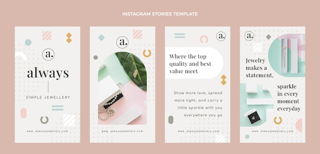 Vetor histórias do instagram de boutique de joias de design plano