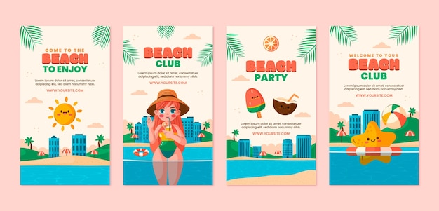 Histórias do instagram de entretenimento de clubes de praia