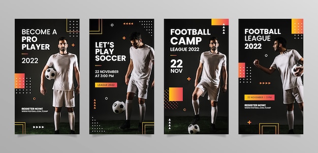 Histórias do instagram de jogo de futebol gradiente