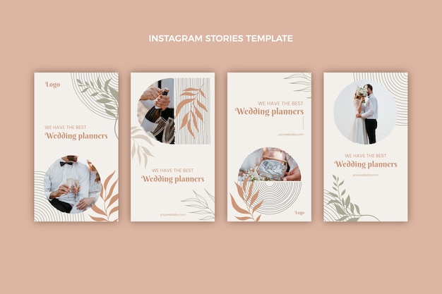 Histórias do instagram de planejador de casamentos desenhados à mão