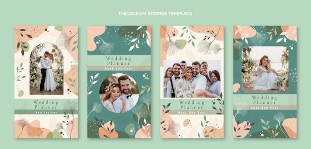 Vetor histórias do instagram de planejador de casamentos desenhados à mão