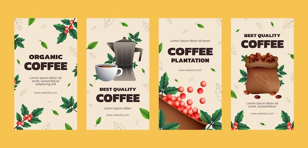 Histórias do instagram de plantação de café gradiente