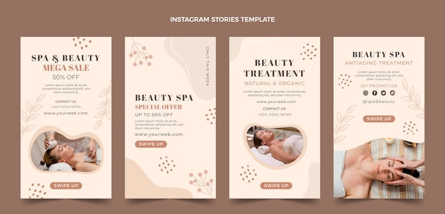 Histórias do instagram de tratamento de spa de contorno desenhado à mão