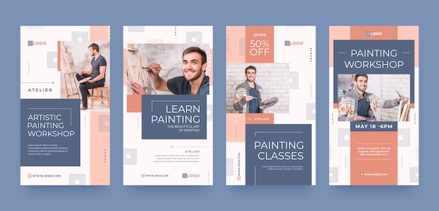 Histórias do instagram do ateliê de pintura mínima