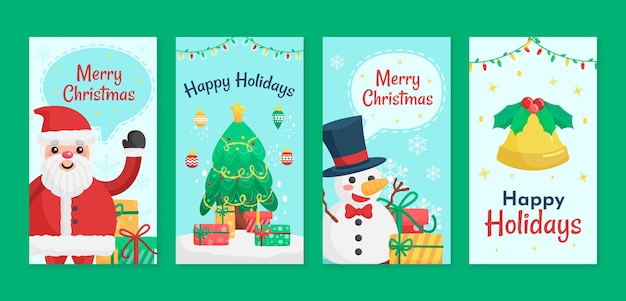 Histórias fofas de Natal ig coleção de desenhos animados desenhados à mão