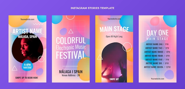 Histórias ig do festival de música colorida gradiente