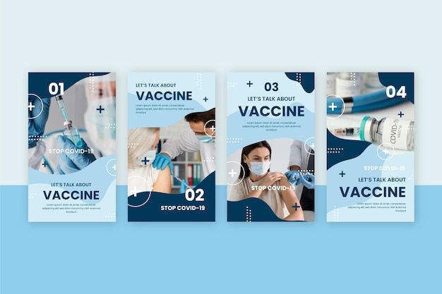 Histórias instagram de vacinas planas com fotos