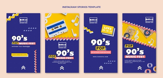 Histórias nostálgicas do instagram do festival de música dos anos 90