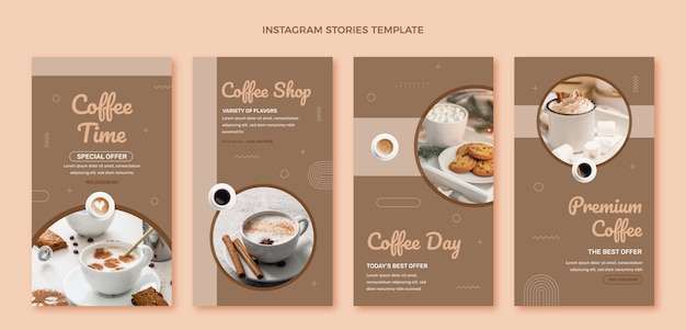 Histórias realistas do instagram de cafeterias
