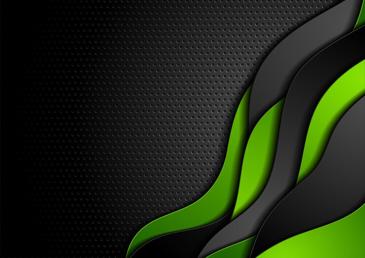 Hitech fundo abstrato com ondas verdes e pretas fluindo