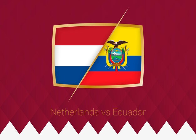 Holanda vs equador ícone da fase de grupos da competição de futebol no fundo da borgonha